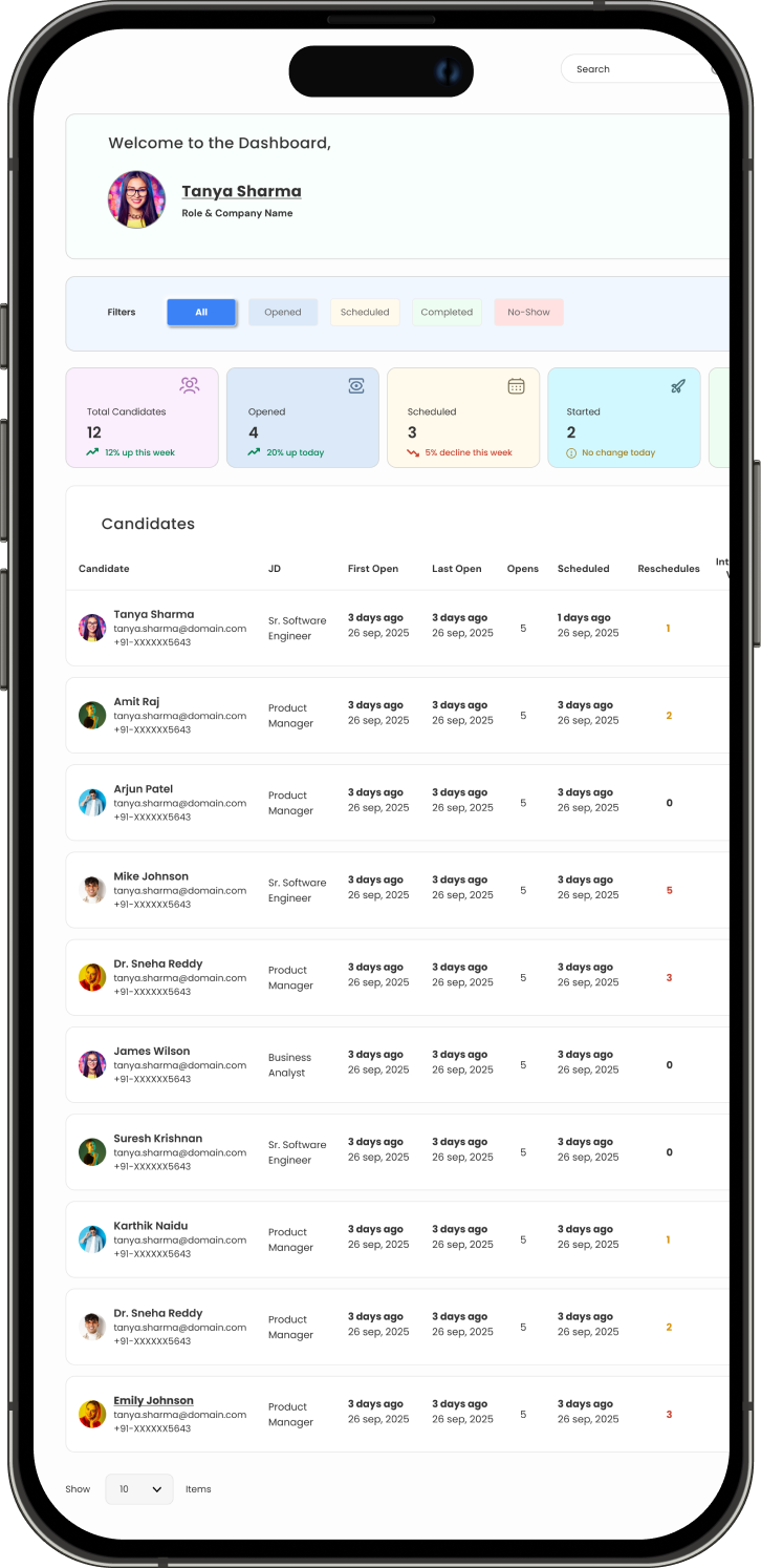 Welocity candidate pipeline on mobile