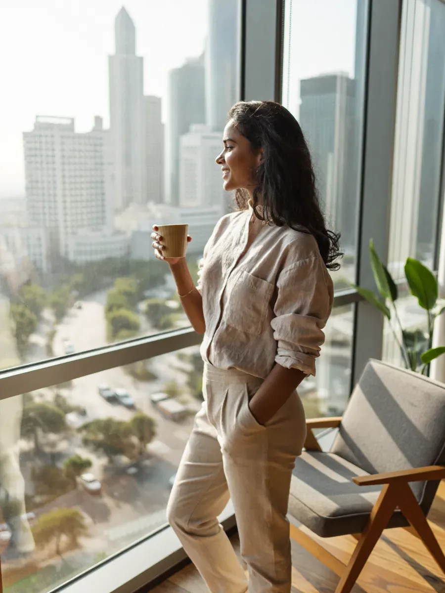 City view from a WeWork India terrace or window